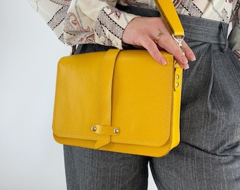 Borsa a tracolla in pelle fatta a mano: borsa a tracolla personalizzata, vera pelle bovina con texture granulata/a granulazione