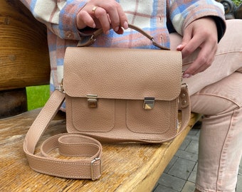 Leder Aktentasche für Dokumente / Handgefertigte Umhängetasche Mit Schultergurt / Handgefertigtes Leder Komfortable Business Crossbody Portfolio