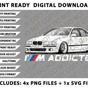 E39 5 Series - M Addicted Angel Png Bundle, SVG Files, Digital Downloads