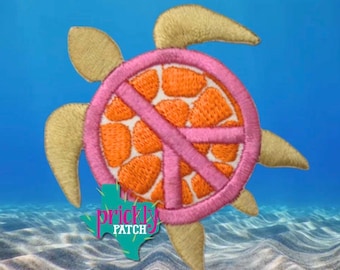 Peace Turtle Iron-On Embroidered Patch