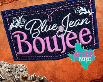 Denim Blue Jean Boujee Iron-On Embroidered Patch