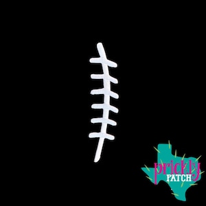 May include: A white embroidered patch featuring a vertical line with seven horizontal crossbars, resembling a stitch or a skeletal structure, set against a solid black background. A teal logo with the text Prickly Patch is in the corner.