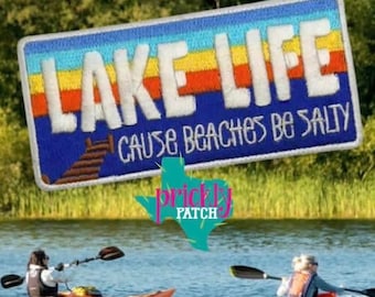 Parche bordado termoadhesivo de la vida en el lago