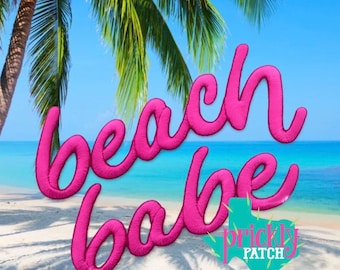 Beach Babe Pink Iron-On Embroidered Transfer