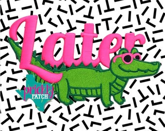 Neon Later Gator Iron-On Embroidered Patch