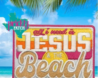 Jesus & The Beach Iron-On Embroidered Patch