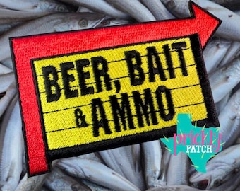Beer, Bait & Ammo Iron-On Embroidered Patch