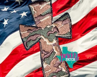 Camo Cross Iron-On Embroidered Patch