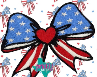 Flag Bow Iron-On Embroidered Patch