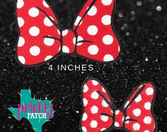 4 inch Polka Dot Bow Iron-On Embroidered Patch