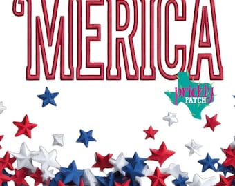 Merica Red Iron-On Embroidered Transfer