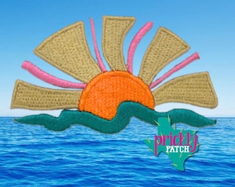 Coastal Sun Iron-On Embroidered Patch