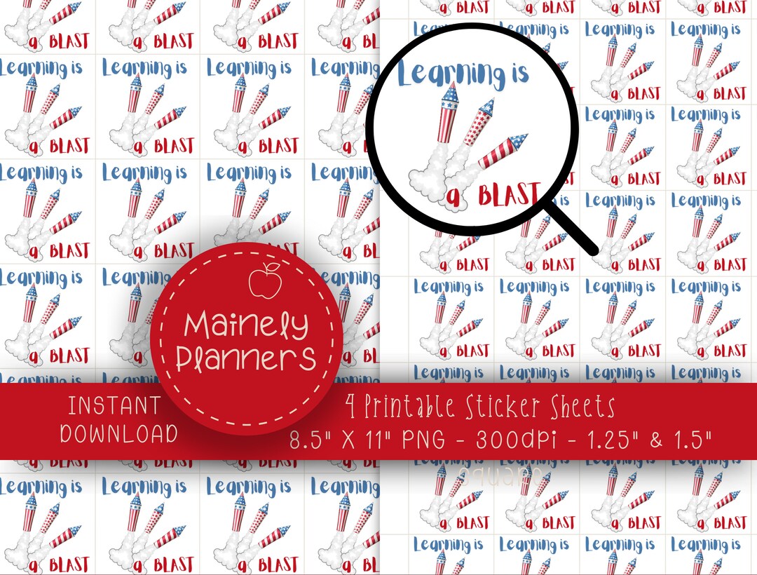 Printable Stickers Instant Download Homeschool Easy Cut Summer School ...