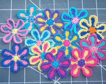 12 handmade crochet applique flowers --2933