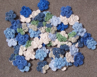 60 small cotton thread crochet applique flowers  -- 3555