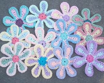12 handmade crochet applique flowers --2930