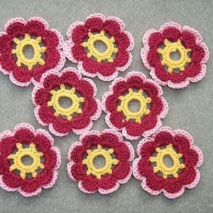 8 handmade crochet applique flowers -3423