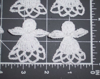 12 handmade white cotton  thread crochet angels --  3540