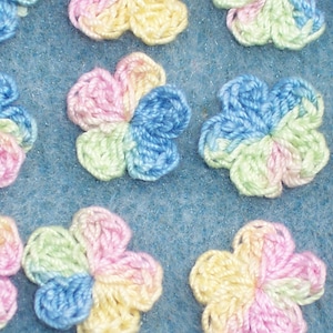 40 variegated pastel cotton thread crochet applique flowers 3353 image 1