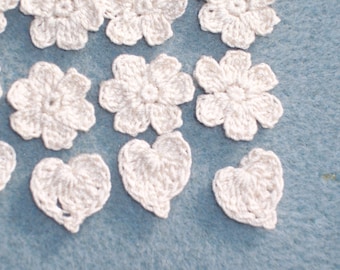 12 handmade ecru thread crochet flowers with leaves  -- 2387