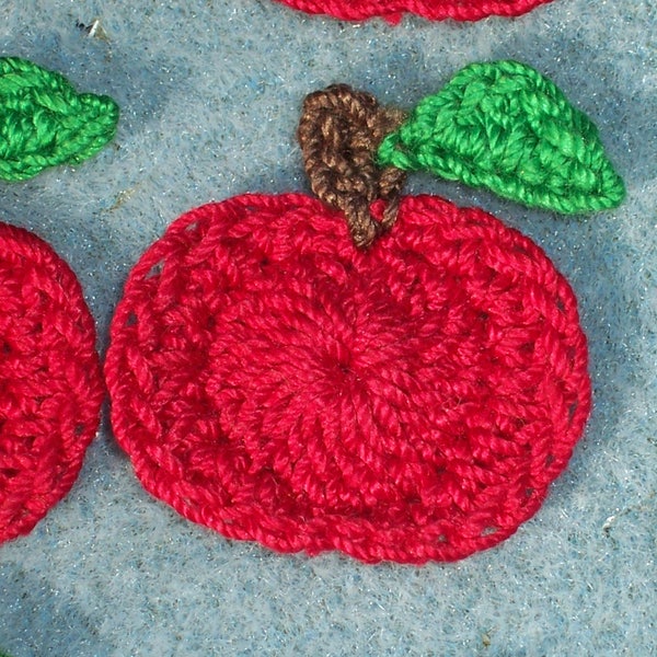 12 thread crochet applique victory red apples  -- 1876