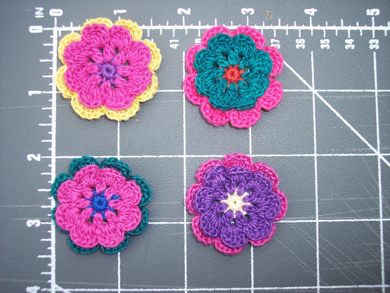 12 handmade cotton thread crochet flowers 2896 image 3