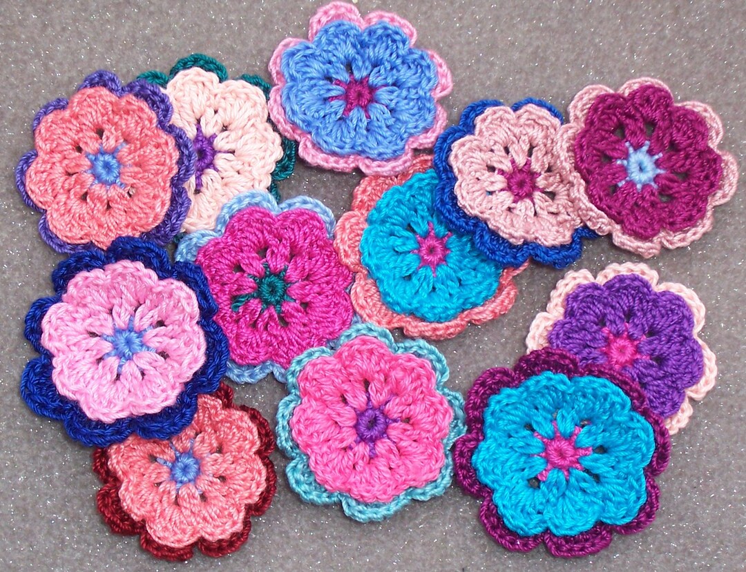 12 Handmade Cotton Thread Crochet Flowers -- 3595 - Etsy