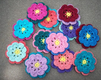 12 handmade cotton thread crochet flowers -- 3242