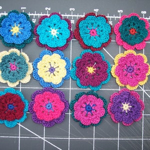 12 handmade cotton thread crochet flowers 2896 image 2