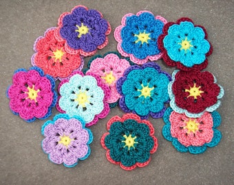 12 handmade cotton thread crochet flowers -- 3243