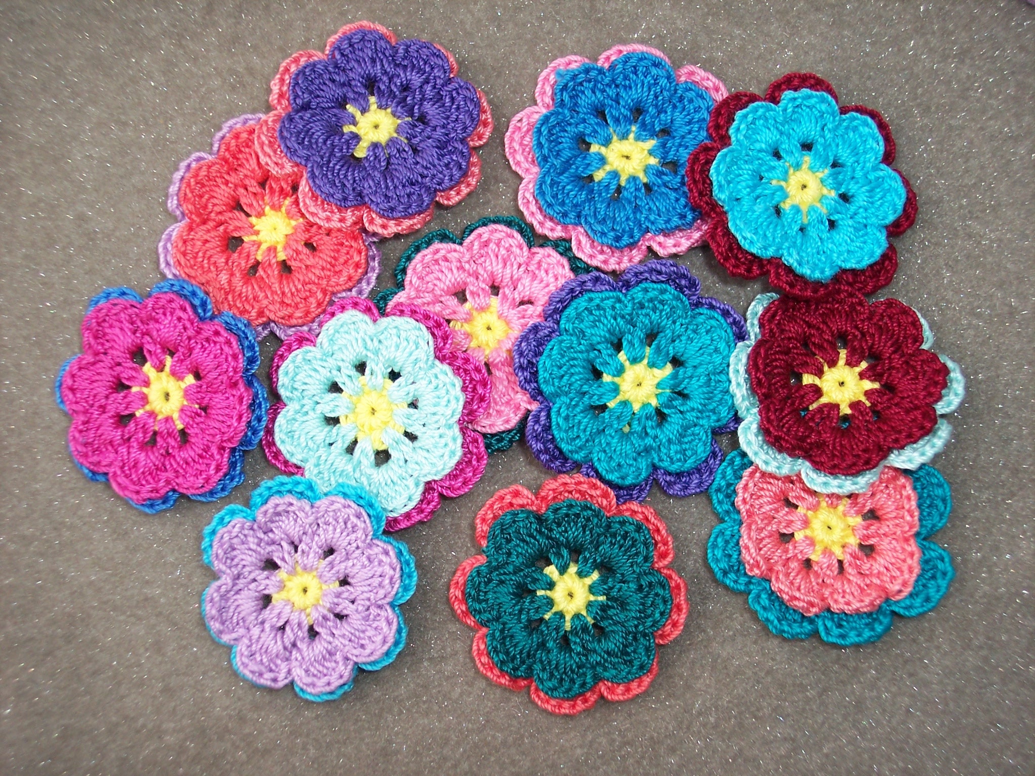 12 handmade cotton thread crochet flowers 3243 Etsy
