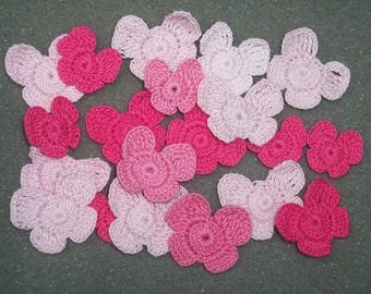 20 pink thread crochet applique butterflies --  2905