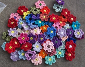 60 small cotton thread crochet applique flowers  -- 3565