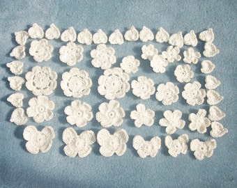 ecru crochet applique flowers leaves and butterflies -- 2322