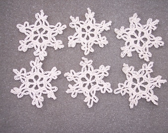 6 handmade ECRU thread crochet snowflakes  2 1/4 inch -- 2996