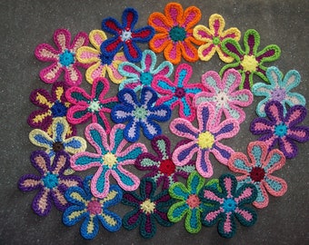 24 handmade crochet applique flowers --3525