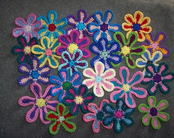 24 handmade crochet applique flowers --3523