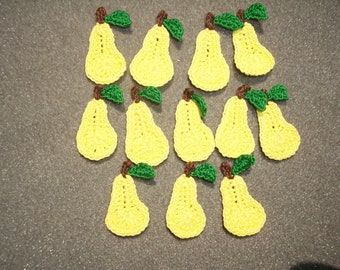 12 crochet applique pears -- 3471