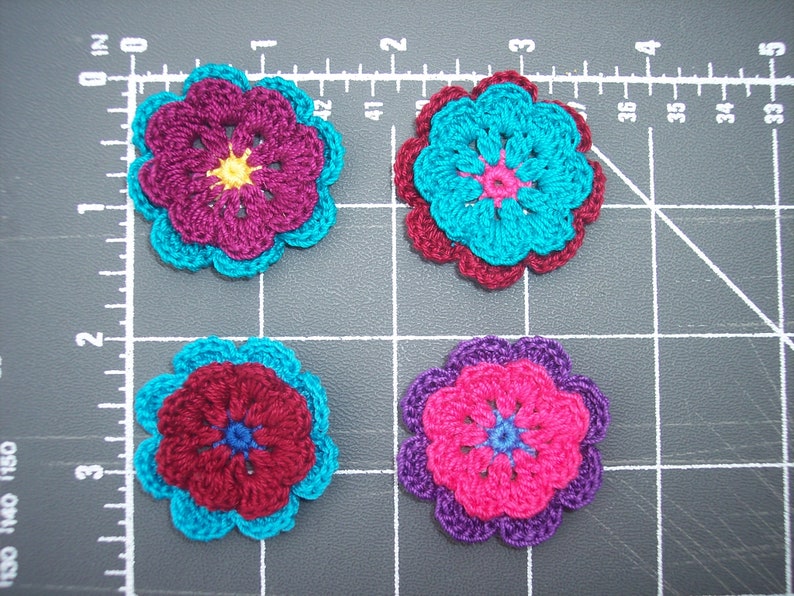 12 handmade cotton thread crochet flowers 2896 image 4