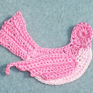 handmade french rose pink thread crochet applique birds 2486 image 2