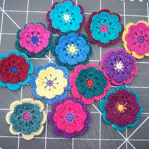 12 handmade cotton thread crochet flowers 2896 image 1