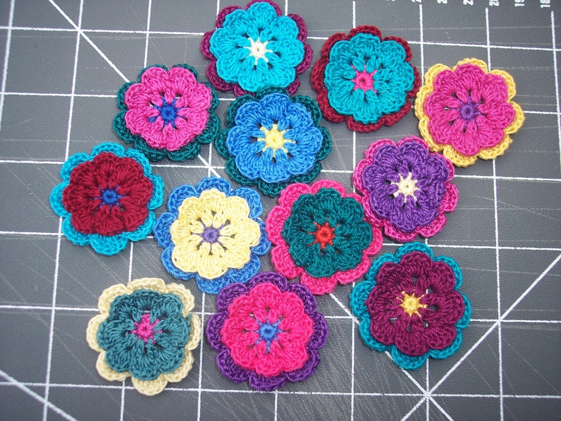 12 handmade cotton thread crochet flowers 2896 image 1