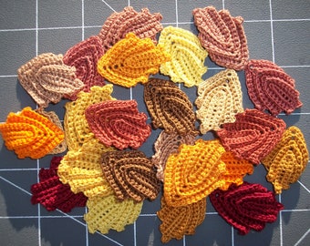 24 handmade crochet applique autumn leaves/12 pair-- 3492