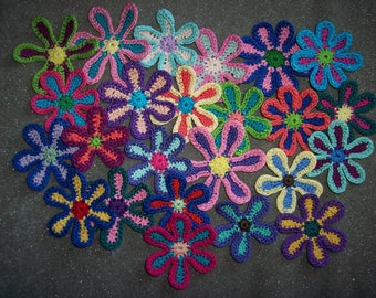 24 handmade crochet applique flowers --3526