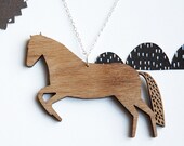 Horse Necklace. Mustang Walnut Wood Pendant from Joanna Rutter