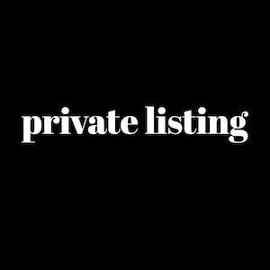 May include: Black background with the words "private listing" in white, bold, serif font. The text is centered and takes up most of the image.