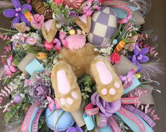 Bunny Butt Wreath, Spring decor, Easter decor, butterflies
