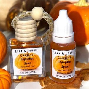 Pumpkin Spice Car Diffuser (10ml + m Refill): Air Freshener, Cinnamon Clove Nutmeg, Orange