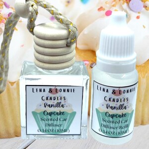 Vanilla Cupcake Car Diffuser (10ml + Refill): Air Freshener, Sweet Vanilla Bakery