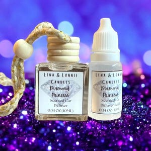 Diamond Princess Car Diffuser (10ml + Refill or 10ml Only): Air Freshener, Grapefruit Apple Lemon